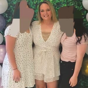 White Romper With Gray Spots